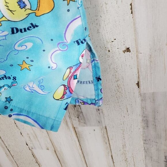 Simply Basic Button-Down Scrub Shirt Blue Size Large - Picture 9 of 9